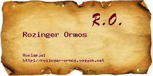 Rozinger Ormos névjegykártya